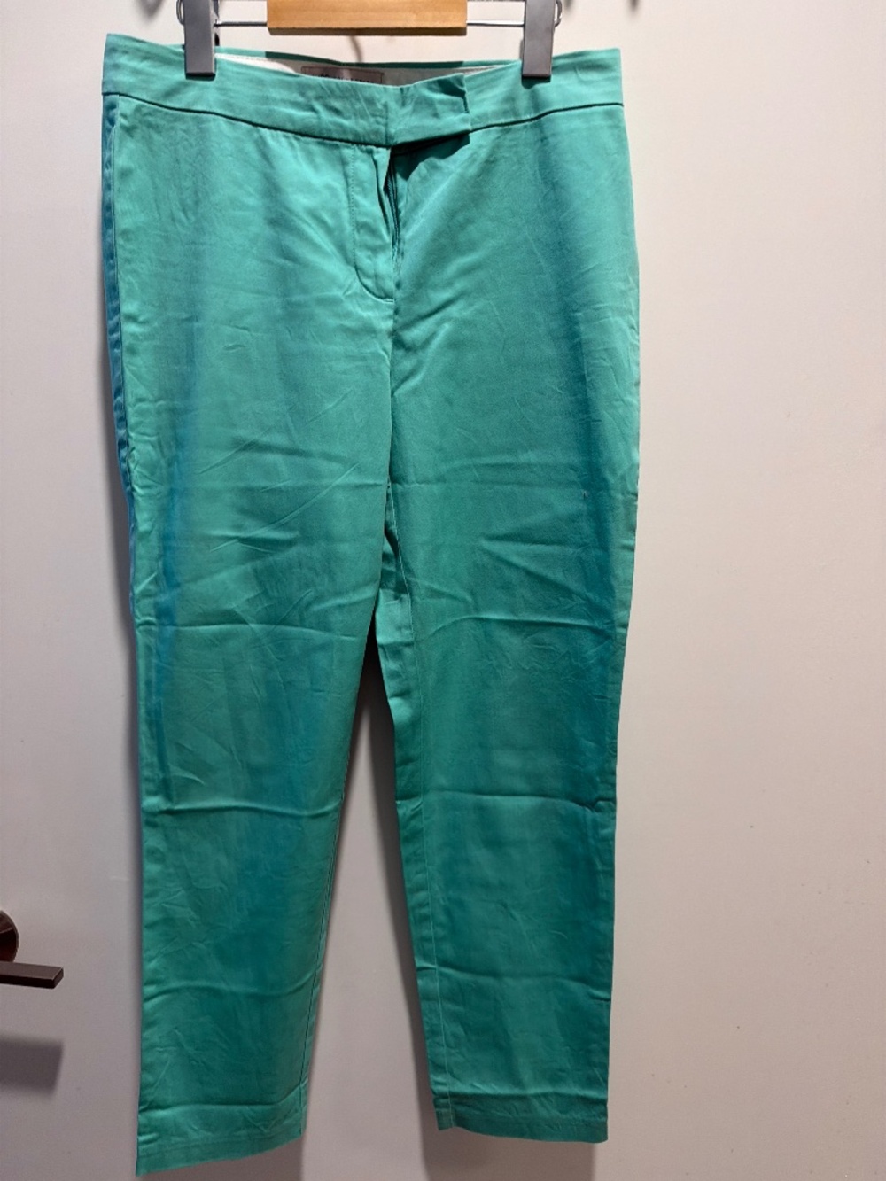 Marks & Spencer Mint Green Linen Blend Tapered Trousers UK 8 US 4 Gently Used